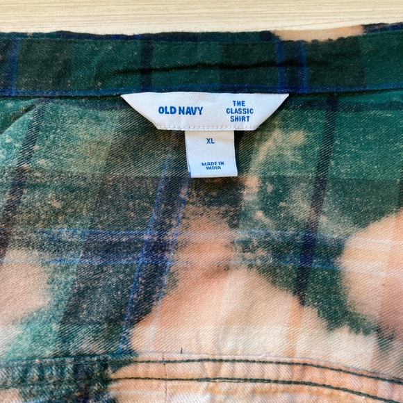 Custom Flannel Shirt XL Green Peach Desert Graphic Boho Festival - Picture 6 of 11